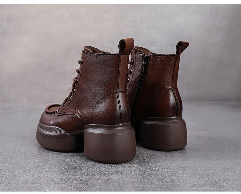 Женские ботинки Мартин из натуральной кожи на молнии на ретро платформе