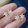 Fashionable and Elegant Zircon Flower Golden Ear Clip for Women's Exquisite and Versatile Daily Jewelry Earrings