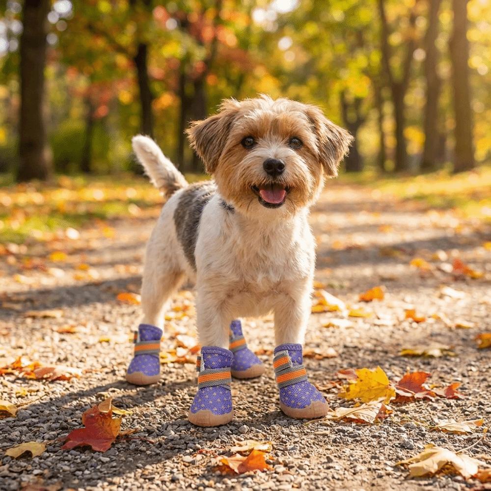 4 pcs/set Wear Resistant Dog Mesh Shoes Breathable Mesh Dog Sneakers Dog Foot Covers  City Walks