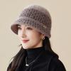 Winter Middle-aged and Elderly Hat Women's Fleece Thickened Warm Ear Protection Rabbit Fur Basin Hat Knitted Wool Hat