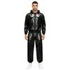 Men’s Outdoor Waterproof Suit Hooded Windbreaker Jacket Front Zipper and Sweatpants for Trail Fishing Workout Exercise