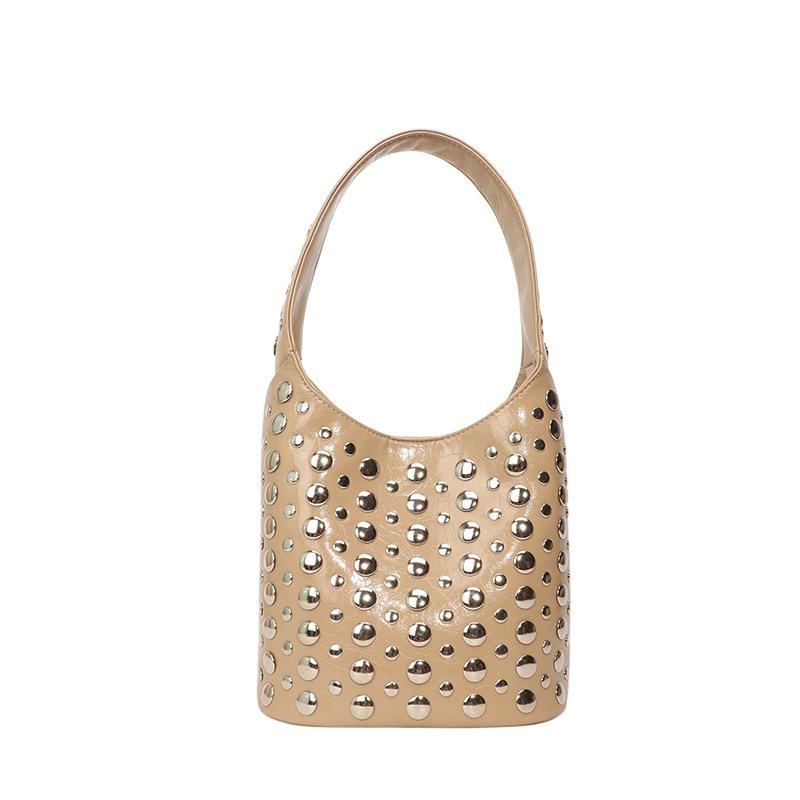 2025 сумки женская сумка с шипами европейская и американская винтажная мода сумка через плечо ins новая ручная вышивка сумка-ведро