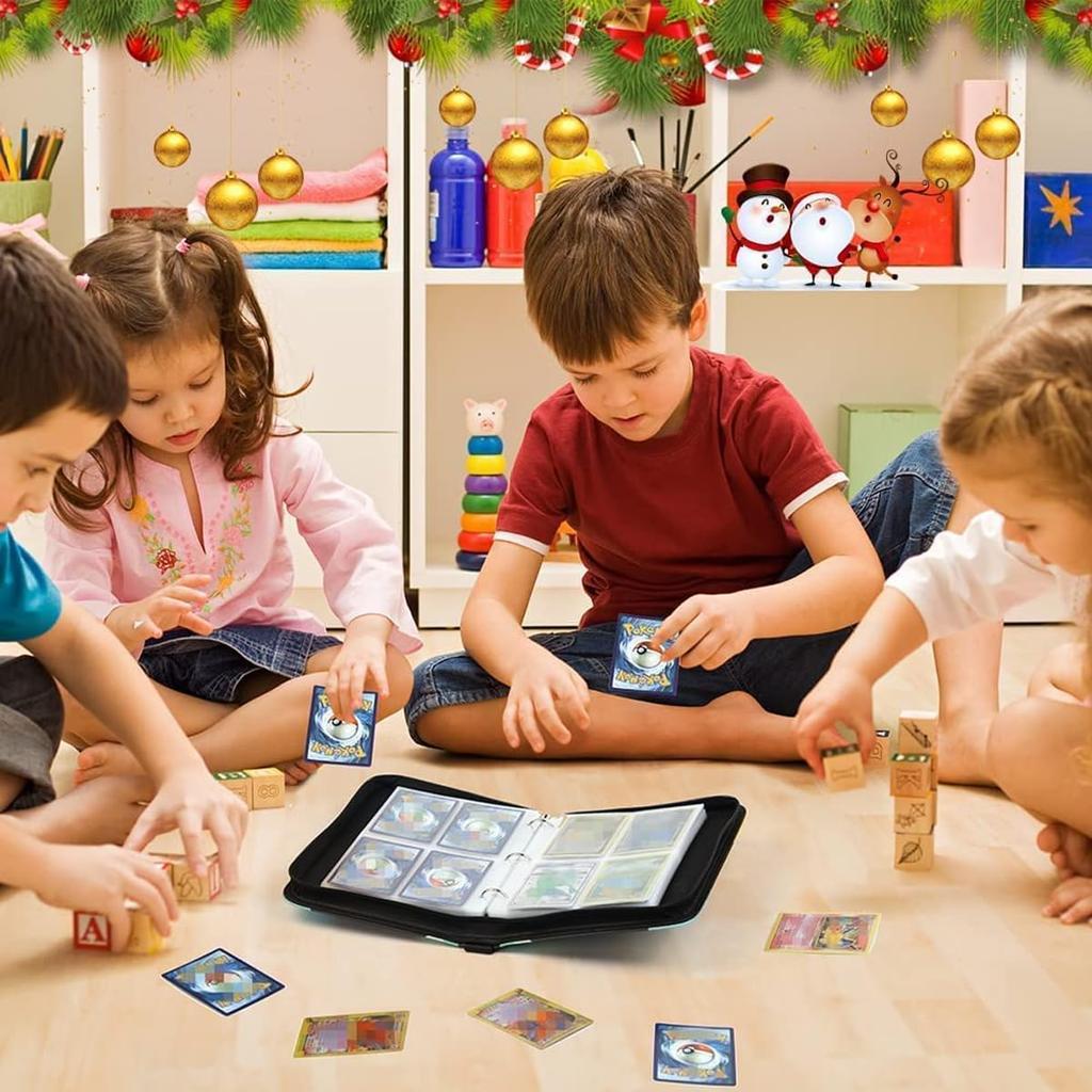 Папка для карточек Папка для карточек 4 листа 50 страниц Вмещает 400 листов Листы для карточек из искусственной кожи Большой емкости Совместимо с кардочесанием