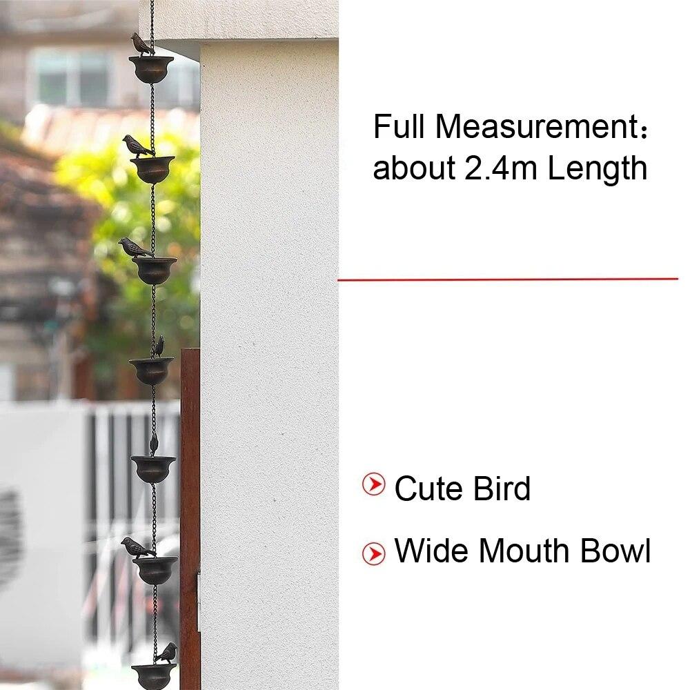 Gaeden креативные птицы на чашках, металлическая дождевая цепь, ловец дождя для желоба, украшение на крышу, металлическая дренажная цепь, инструмент для водосточной трубы