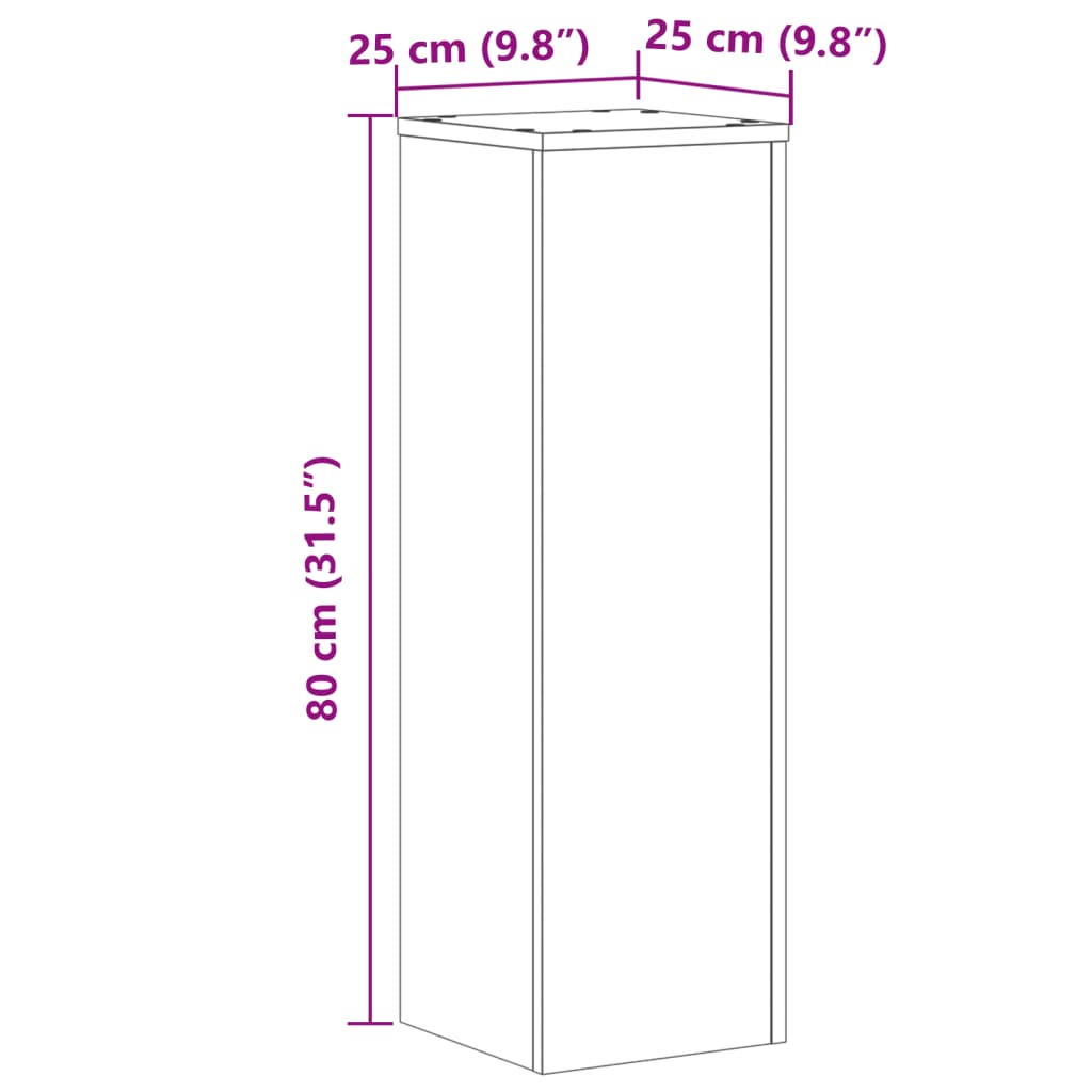 Подставка для растений 2 шт.. Белый 25 x 25 x 80 см Древесно-стружечная плита