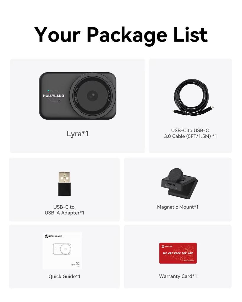 Hollyland Lyra 4K Ultra HD Webcam with CMOS Sensor, 4K Support