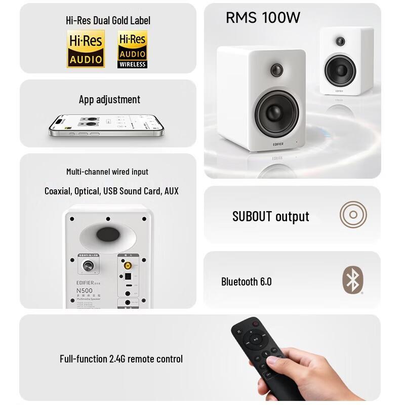 Edifier Активные настольные мониторные колонки N500 2.0, штекер CN (адаптер в комплекте)