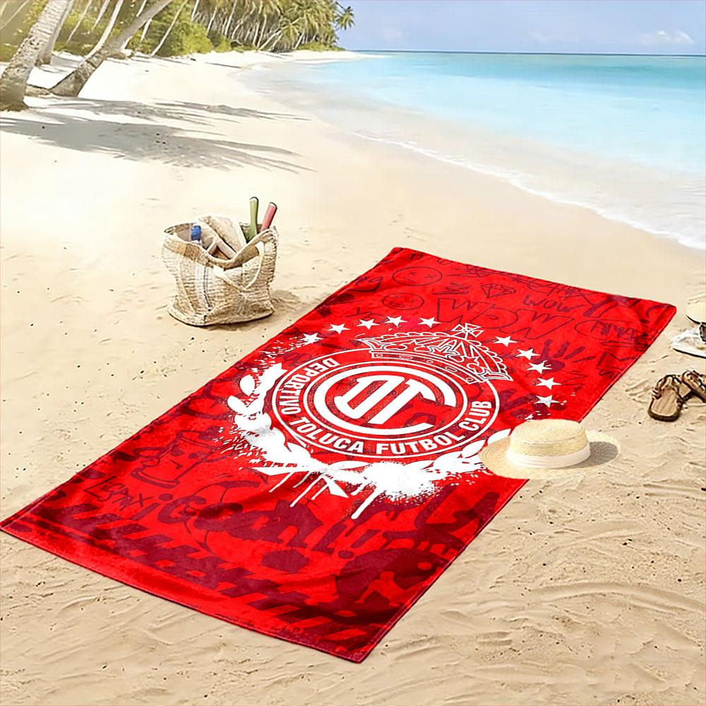 Deportivo Toluca Football Towel Beach Towel Quick-drying for Travel Outdoor Sports Jogging Beach and Swimming