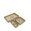 HeMu Colorful Splicing Shell Rattan Storage Basket Set Bread Fruit Food Breakfast Display Box Natural Hand-Woven Tray Decoration