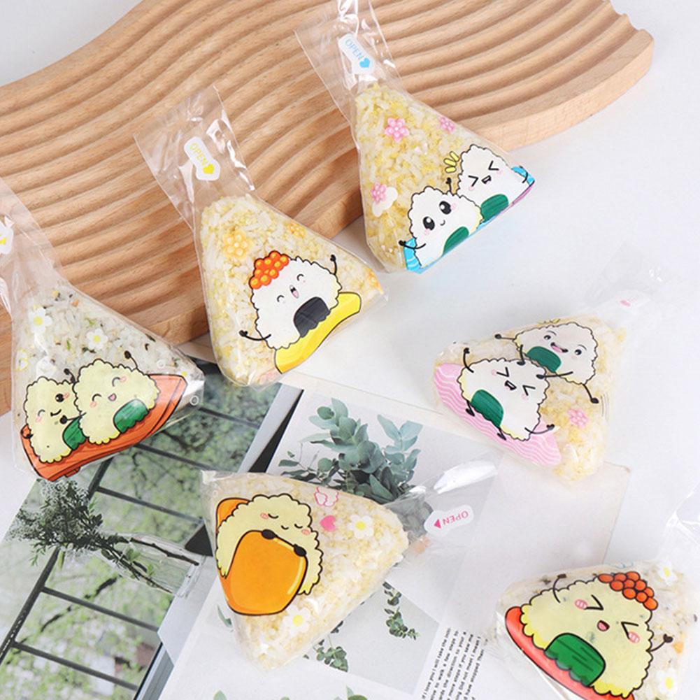 100 шт. Милый мультяшный японский треугольный рисовый шарик одноразовый пакет обертки нори аксессуар для суши E8E2