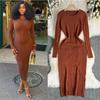 Chic Fashion Sexy Package Hips Long Sleeve Knitted Dress Women Autumn Winter Sweater Dress Streetwear Bodycon Outfits
