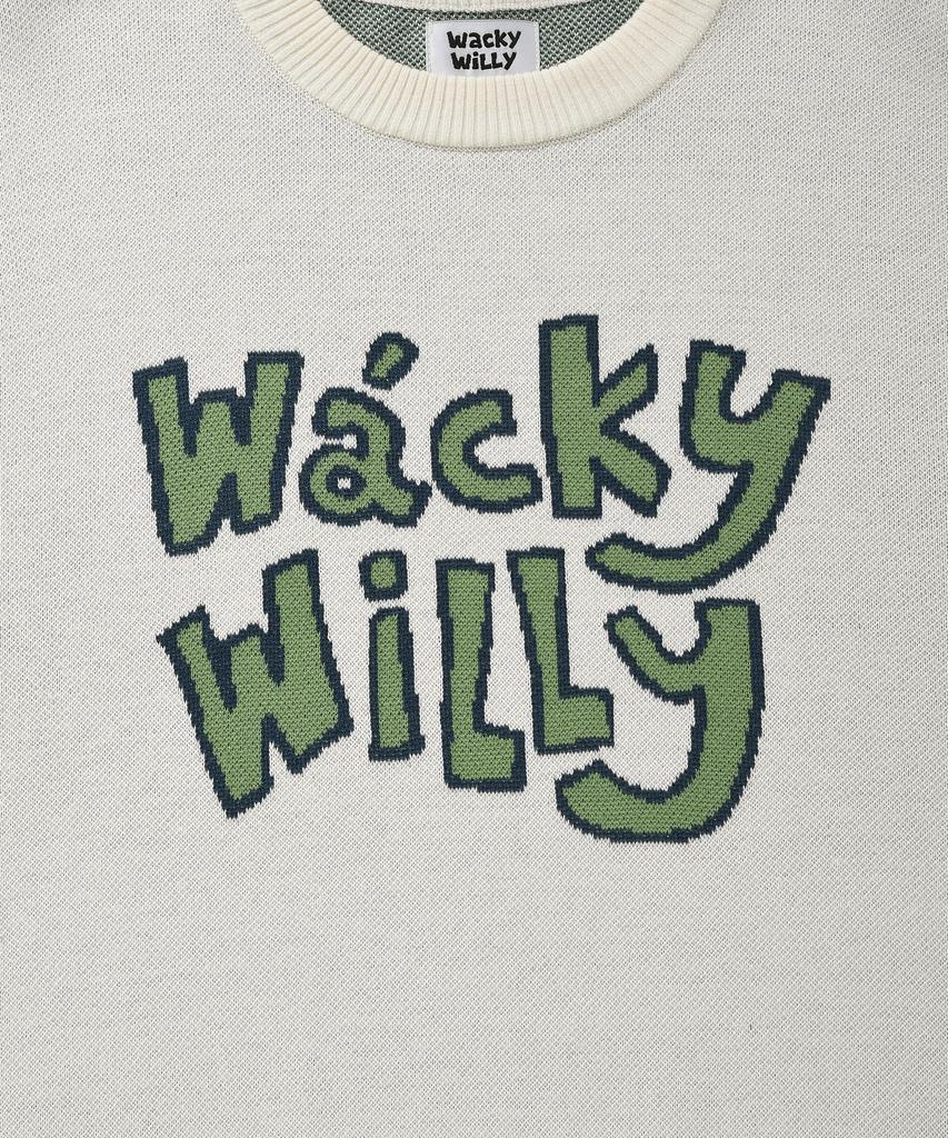 WACKY WILLY Typographic Jacquard Knit Cream