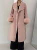 2025 Women's French Double-Faced Wool Coat with Cashmere & Real Fox Fur