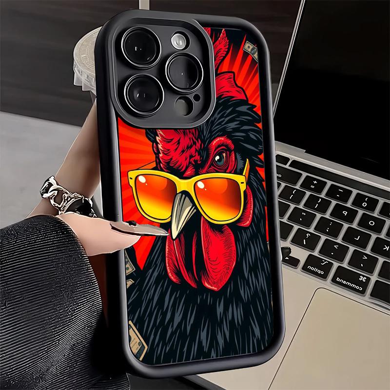 Чехол для телефона iPhone 17 Air 16E 15 16 Pro Max Курица Курица Петух Чехол 14 Plus 13 12 Mini Мягкий Силиконовый Fundas