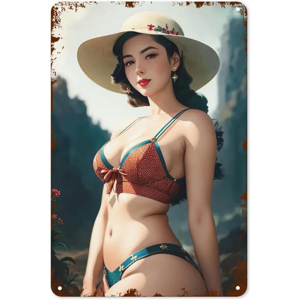 Винтажные металлические жестяные вывески Pinup для девочек, сексуальные женские Настенный декор для мужчин, пещера, гараж, бары, кафе, клубы, рестораны, ретро постеры, доска