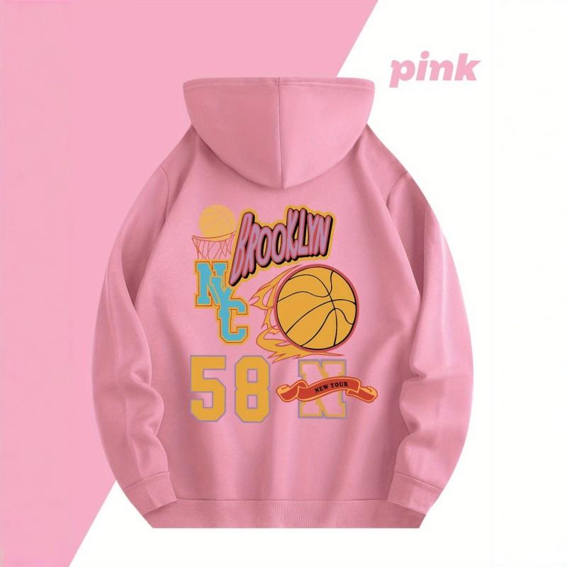 Brooklyn Basketball Print Hoodie Loose Fit Streetwear Sweatshirt Teens