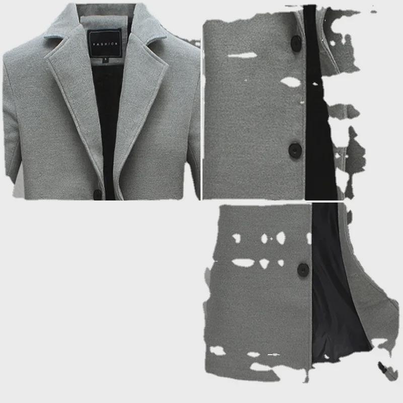 Мужское серое шерстяное пальто средней длины - стильный, приталенный, универсальный вечерний костюм-ветровка