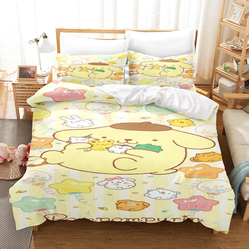 Pompompurin Sanrio 3-Piece 1 Пододеяльник Один Комплект Постельного Белья Comforte Luxus Изысканный Подарок на День Рождения 100% Полиэстер Домашний Декор