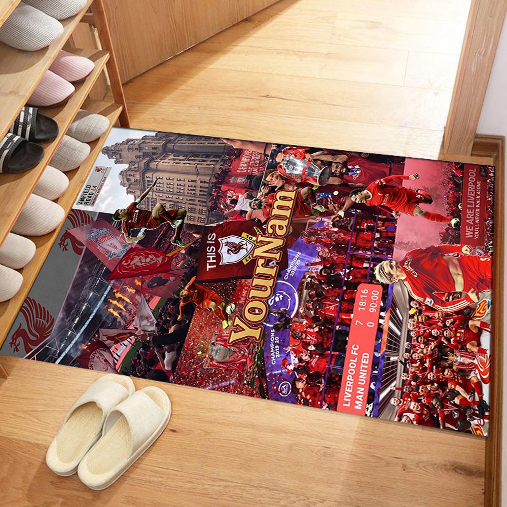 Liverpool Customize Your Name Floor Rug Office Rug Design for Bedrooms Hallway Living Rooms Balcony Antislip Carpet Anime Office Decor