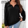 Women's Fashion Casual Autumn Winter Solid Color Print Long Sleeve V-Neck Blouses & Shirts