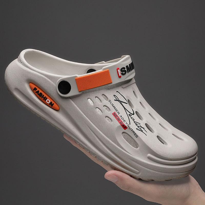 Летние тапочки-сабо Мужские тапочки-сабо Мягкая подошва Дышащие пляжные тапочки Мужские домашние тапочки Уличные нескользящие тапочки