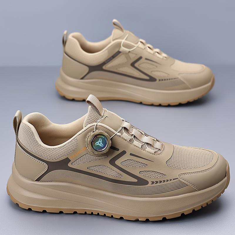 Модная уличная мужская обувь для хайкинга, удобная, износостойкая обувь, дышащие сетчатые повседневные кроссовки, обувь для скалолазания, плоская подошва, вращающаяся кнопка
