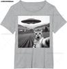Cat Selfie With Alien UFO Funny Cat Gifts For Unisex T-Shirt