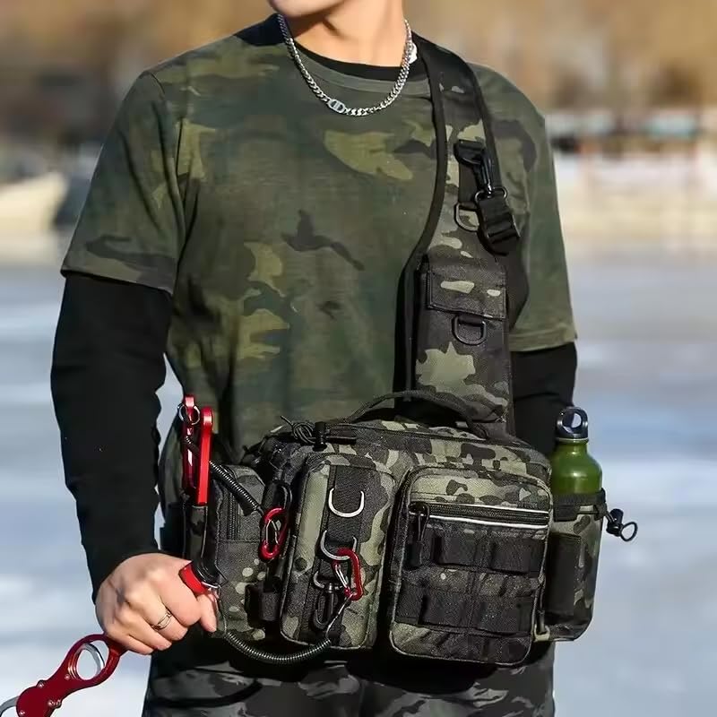 Zmart Рыболовные снасти Приманка Снаряжение Хранение Поясная сумка для Нахлыстовой рыбалки Рюкзак с держателем для удилища Плечевая Рыболовные снасти Приманка Удилище Рыболовное снаряжение Плечевая Поясная