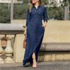 Women's Plus Size Dress Solid Color Long Sleeve Lapel Long Casual Shirt Dress