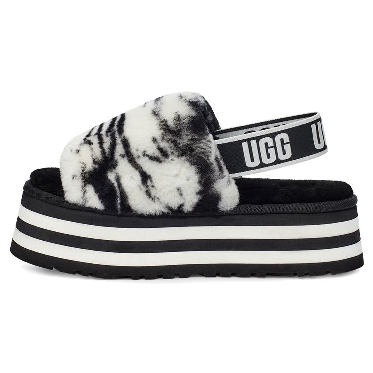 UGG DISCO Marble Slide Shearling Stylish Sandal Women's Black 1122032-BLK
