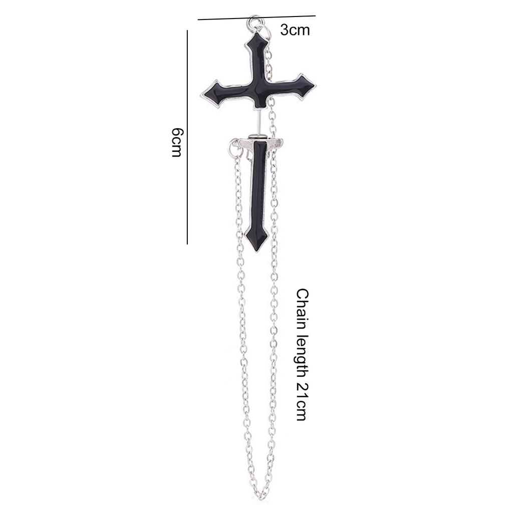 Men Women Street Punk Chain Stylish Cross Non-allergic Delicate Dangle Earrings ARI