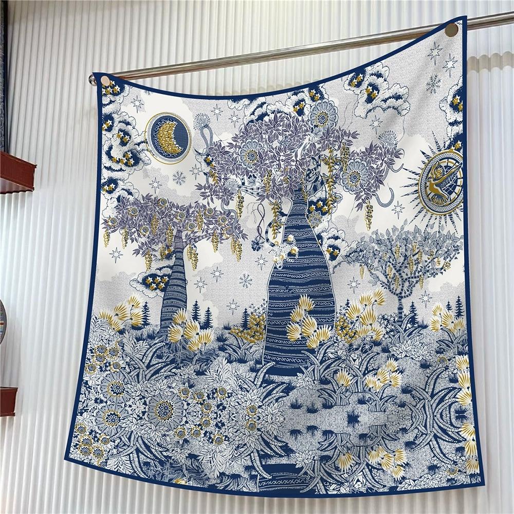 European 90CM Square Scarf Fashion Luxury Printed Twill Scarf Shawl Hijabs Bandana Foulard Neckerchief For Travelling