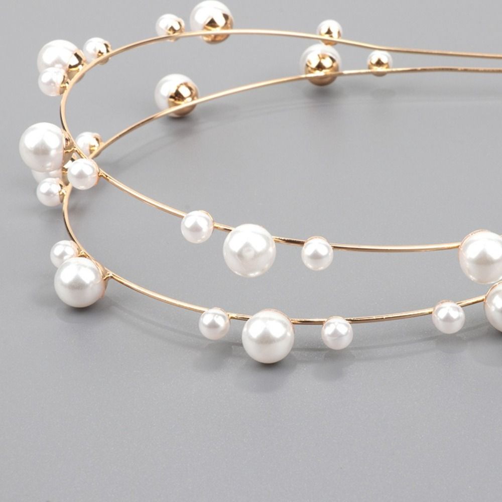 Gold Silver Color Pearl Hair Band Natural Pearl Pearl Headband Wedding Tiara Crown For Women