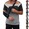 Men’s Gradient Print Recovery Shirt Full Front Short Sleeve Adaptive Top with Side Closures for Easy Dressing and Access