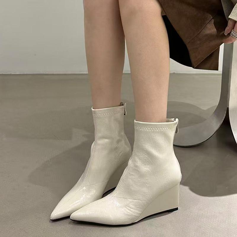 Осень Зима Винтажные Женские Ботильоны на Платформе Модная Обувь с Острым Носком Женские Вечерние Ботильоны для Стриптиза Де Мухе