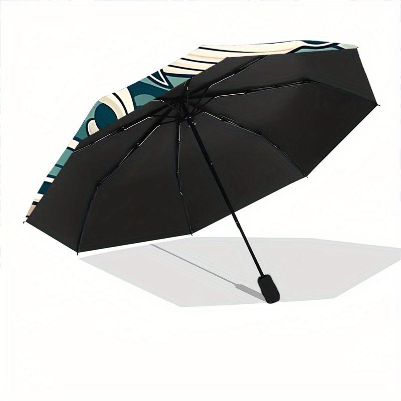 1pc Whale Waves Automatic Open/Close Umbrella, Portable Folding Umbrella for Travel,suitable as a gift for various festivals