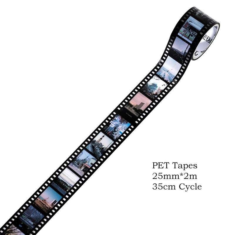 25mm*2m Retro Film Theme PET Tapes DIY Scrapbooking Collage Stationery Decor Journalling Materials Adhesive Tapes