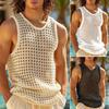 American Style Fashion Men Vacation Style Hollow Mesh Vests Sexy Casual Summer Male Sleeveless Tank Tops