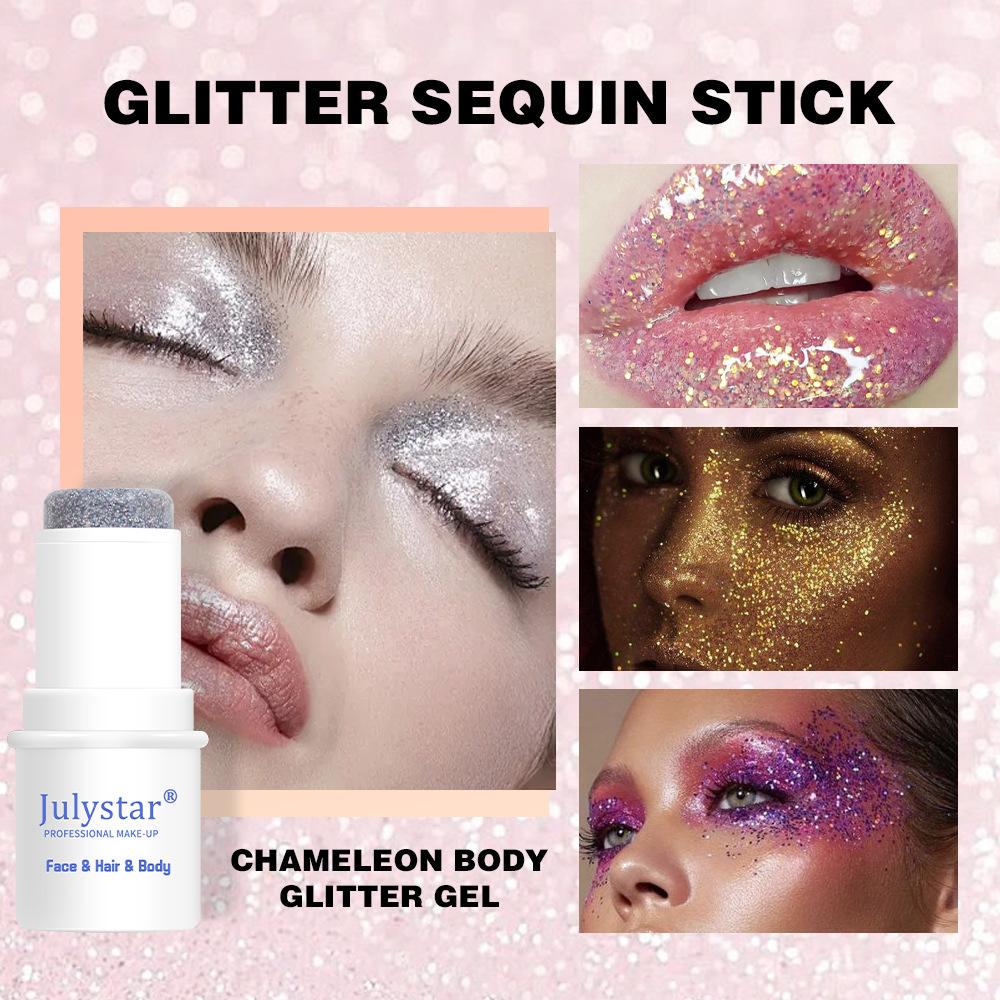 8pcs Face and Body Glitter Stick Set Festival Makeup Chunky Sparkle Eyeshadow Highlighter Shimmer Cream for Party Stage Rave Cosmetics