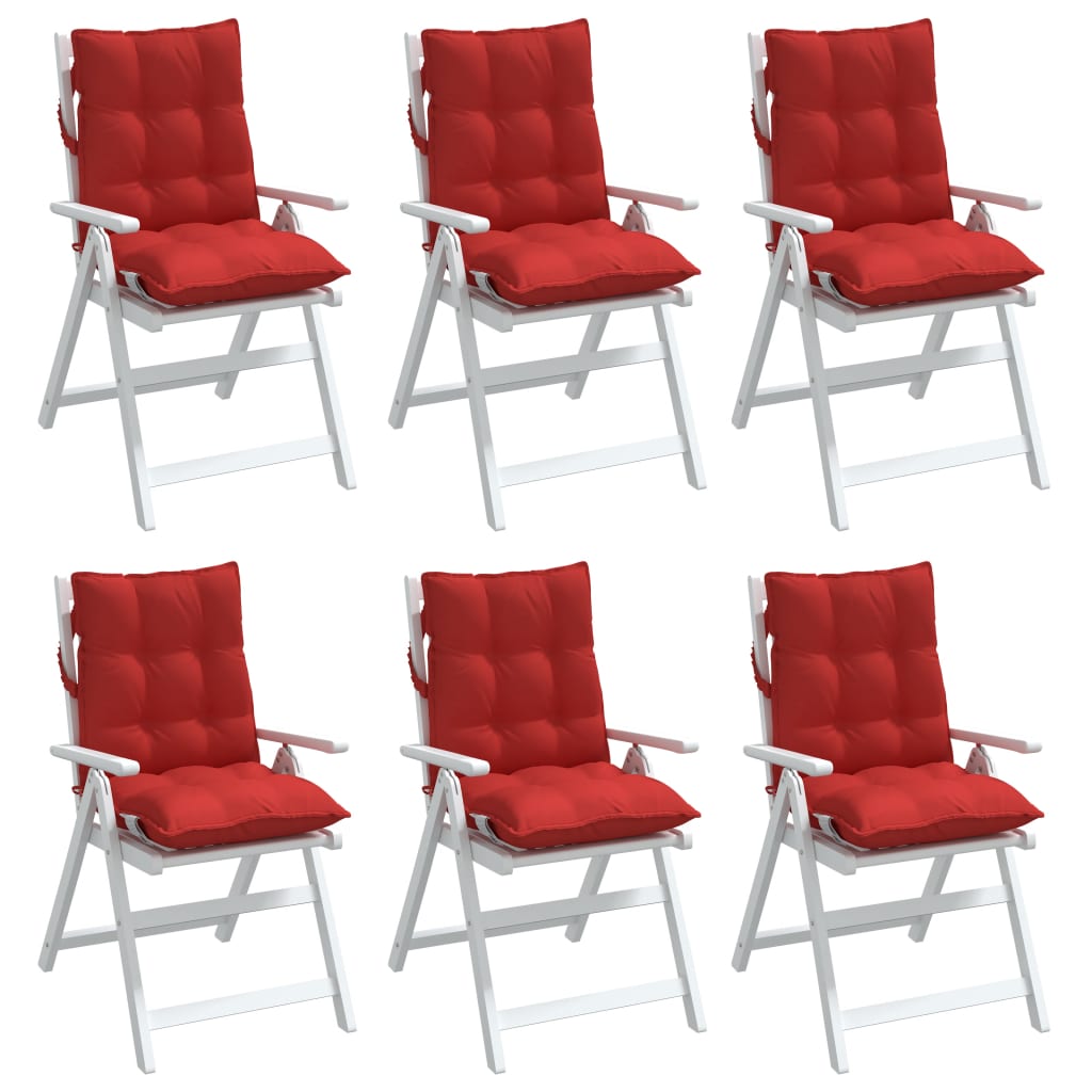 Low Backrest Cushions 6 pcs Red Oxford Fabric