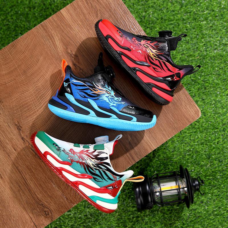 Красные спортивные кроссовки для мальчиков Осень 2025 с вращающейся пряжкой - Дышащие беговые кроссовки для детей