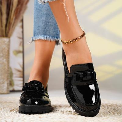 Весенняя и осенняя обувь с глянцевой кисточкой и ретро-туфлями больших размеров для повседневной носки, женская обувь