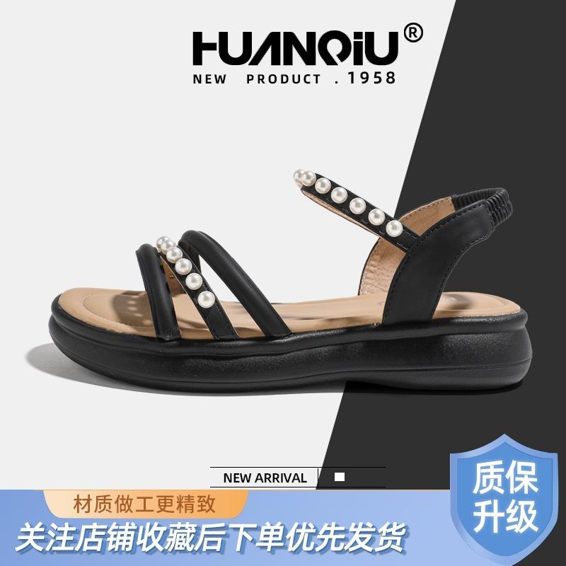Global casual sandals women's XHQ-GH106 new summer fairy wind word with pearl heightening shoes women