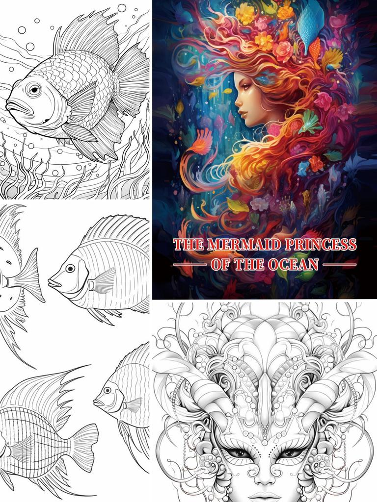 1 шт. Раскраска «Искусство русалки» Оригинальная улучшенная бумага, утолщенная, 22 страницы, раскраски, подарок на праздник, день рождения