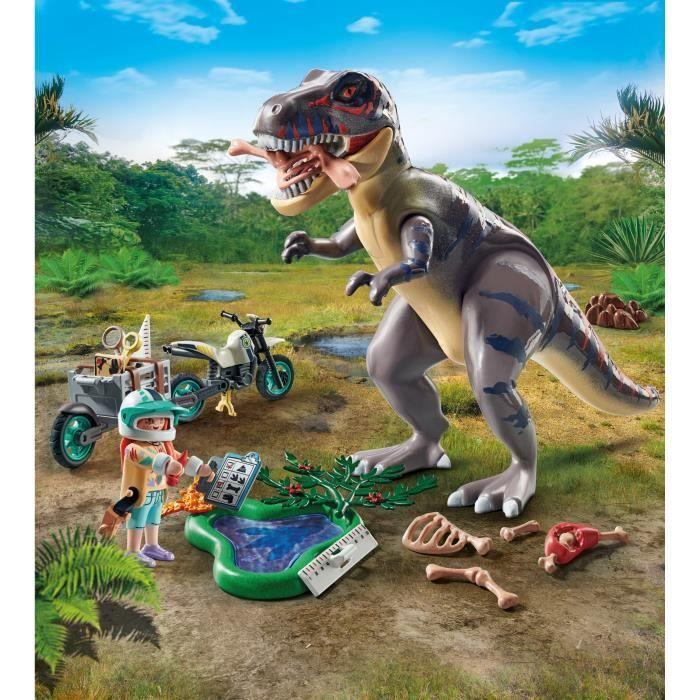 PLAYMOBIL 71524 Explorateur avec moto et tyrannosaure, Dinos, 46 pieces, Des 4 ans
