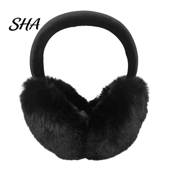 Winter Ear Warmers for Women Women's Muffs, Soft Faux Rabbit Fur Wind Resistant Sports Commuting, Plush Fluffy Cold Weather Outdoor Earmuffs