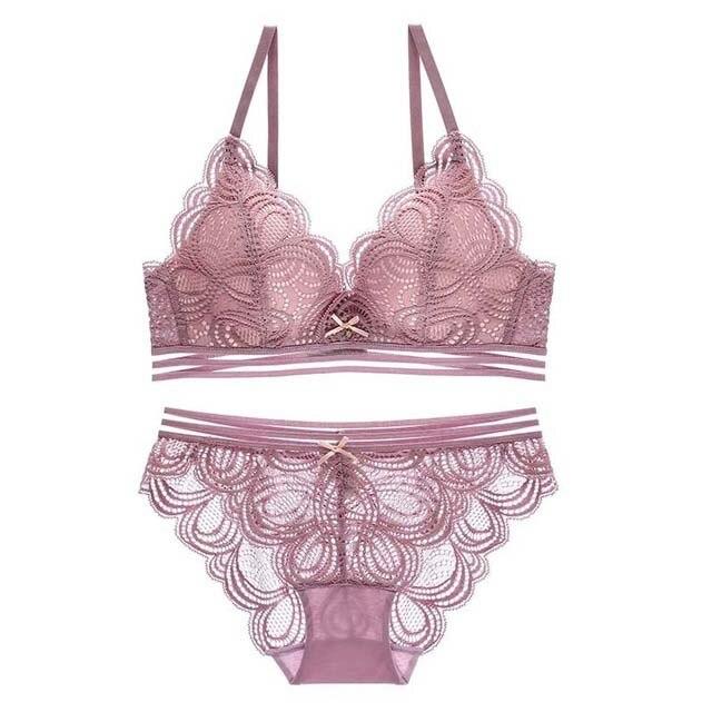 Сексуальный кружевной бюстгальтер, комплект нижнего белья с эффектом пуш-ап, женский комплект нижнего белья без косточек, бюстгальтер без косточек, короткие ставки, 34B, розовое нижнее белье из спандекса
