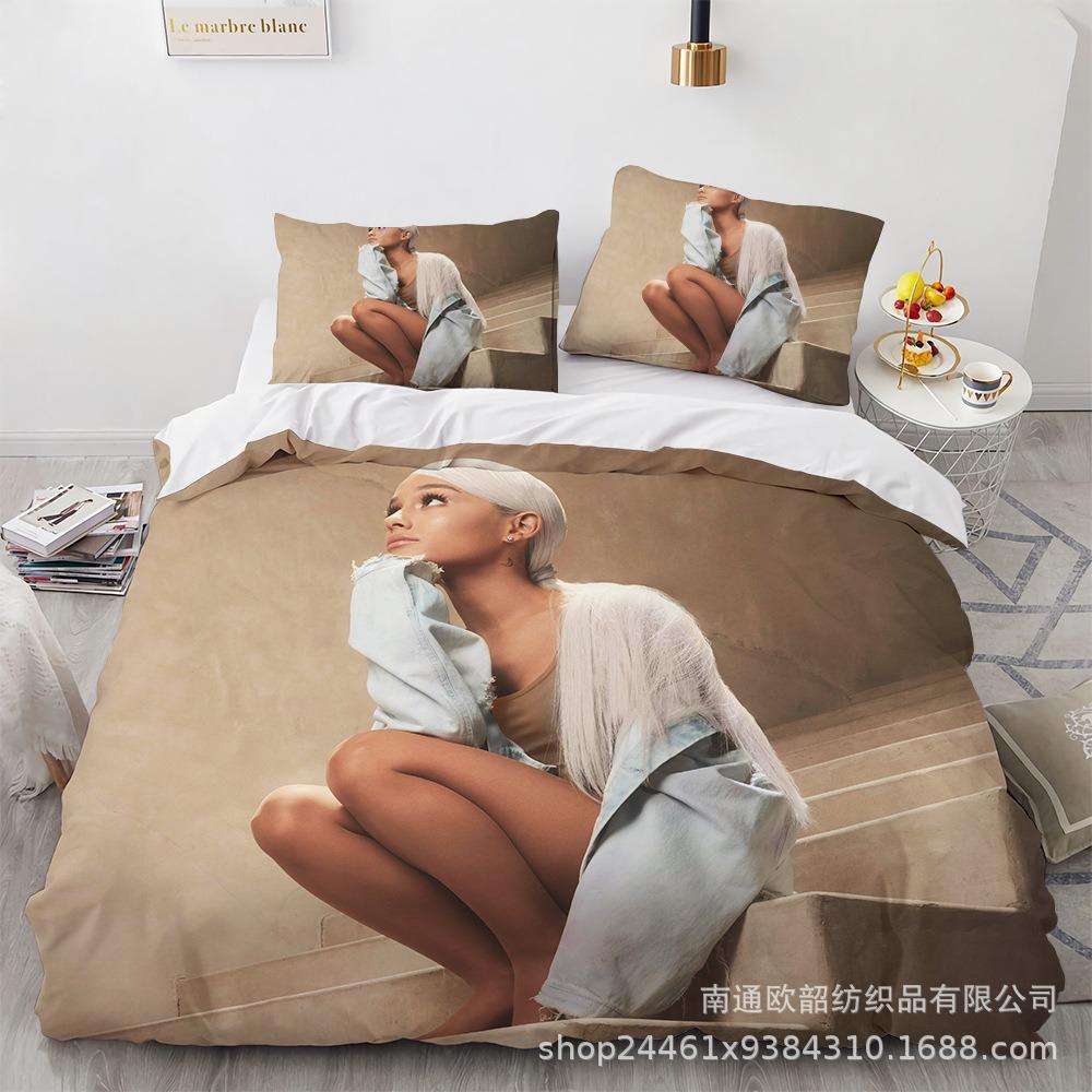 Luxury 3D Ariana Grande Wallpaper Anime Digital Printing Set Quilt Cover Comforter Bed Youth Kids Girl Boys Gift