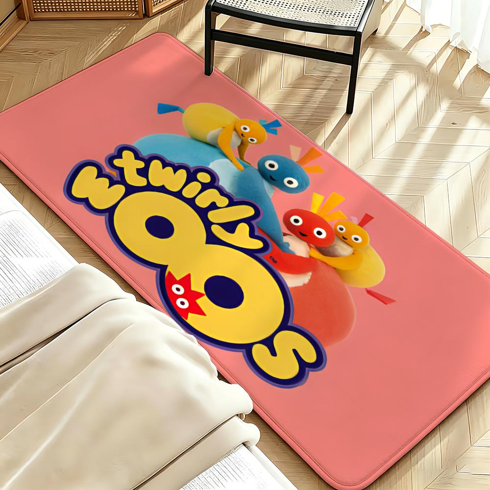 Cartoon T-Twirlywoos Floor Mat Soft Flannel Entrance Door Mat Non Slip Absorbent Bathroom Bedroom Floor Rug