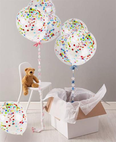 Balony Krystal Z Kolorowym Konfetti, 5 Szt.